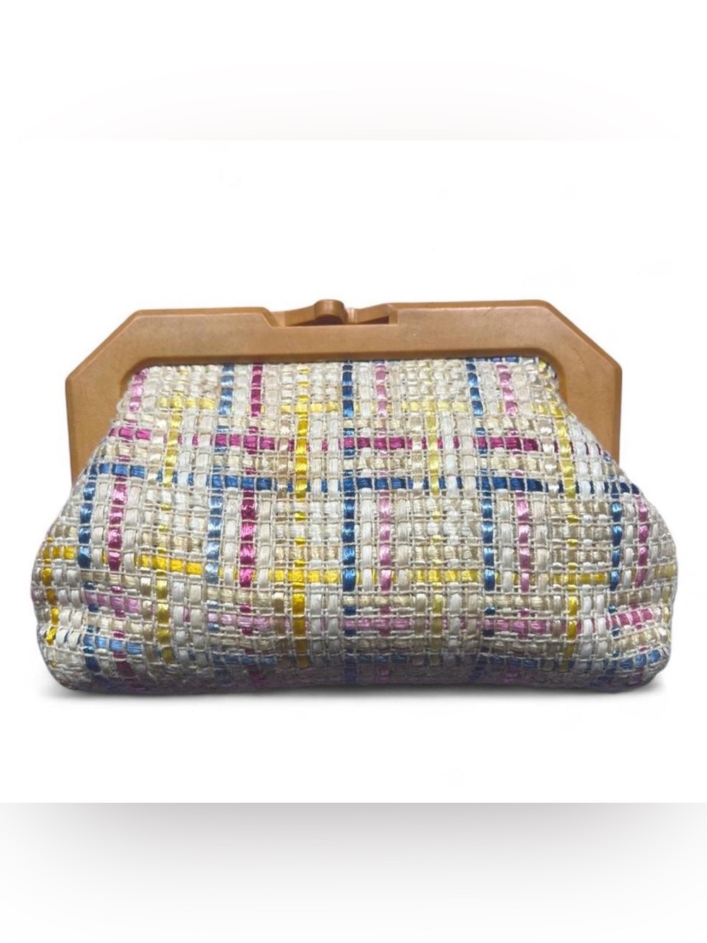 Vintage Hong Kong Mini Clutch Purse Woven Tweed Colorful Mod Retro 60s 70s